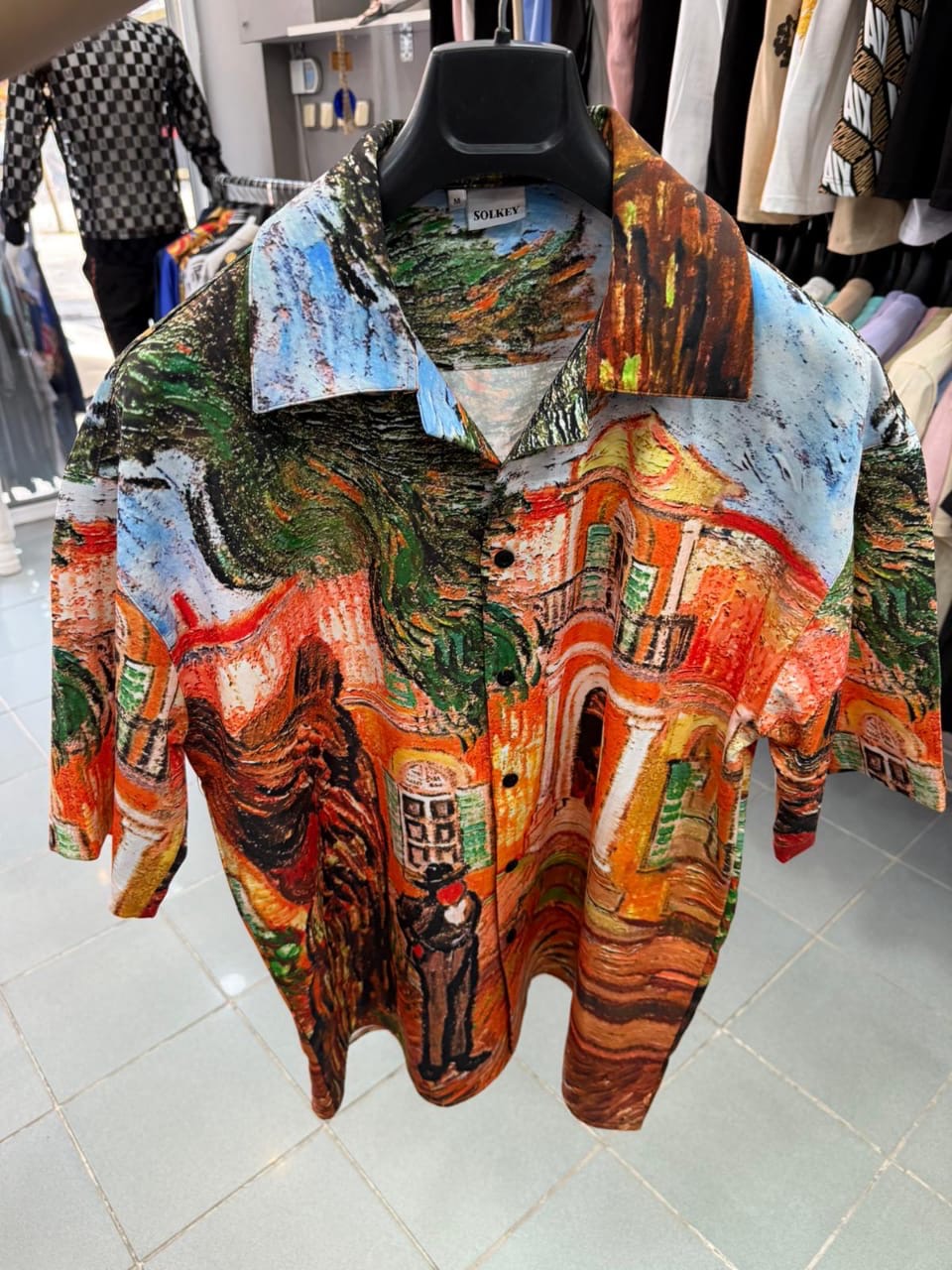 Van Gogh Village Vintage Art Shirt - Orange Impressionist Print