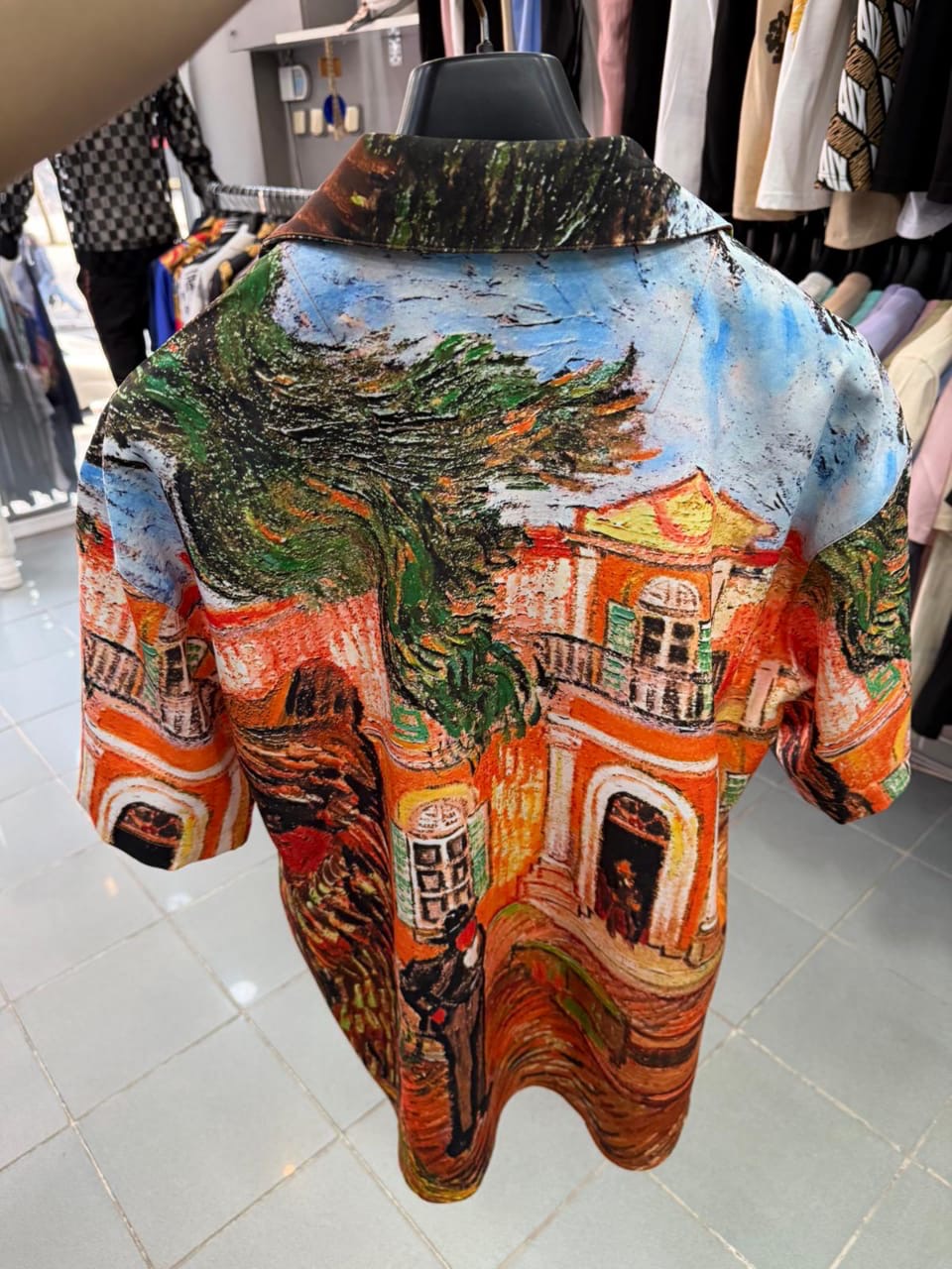 Van Gogh Village Vintage Art Shirt - Orange Impressionist Print