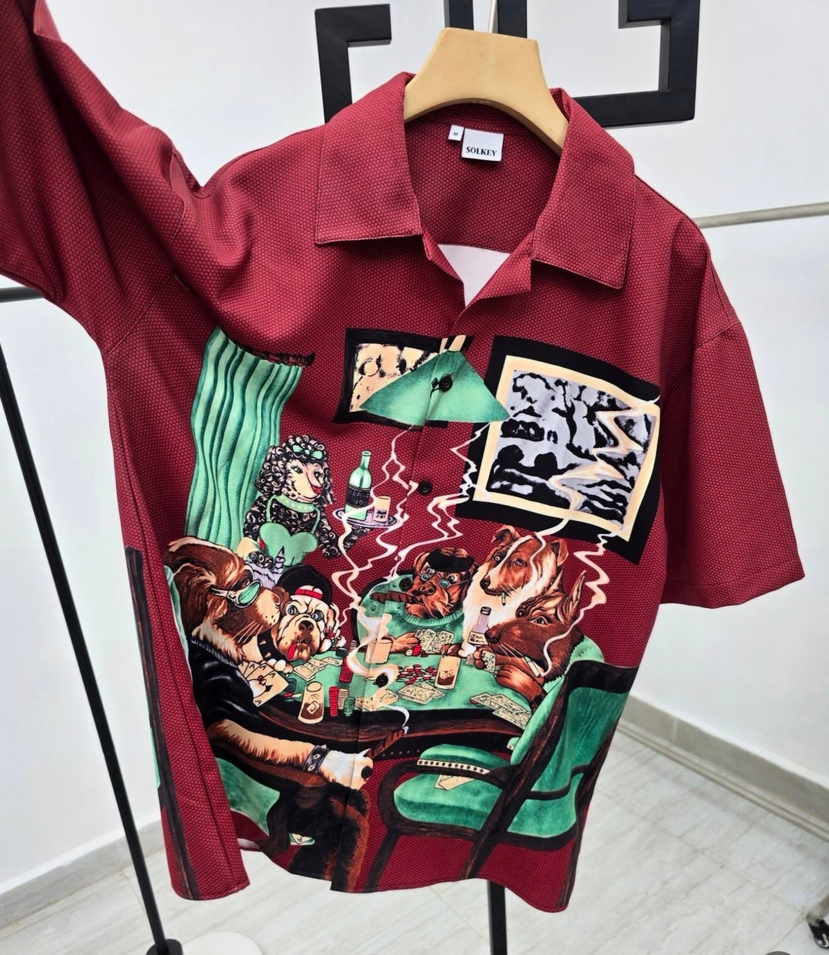 Dogs Playing Poker Vintage Shirt - Red Casino Art Shirt