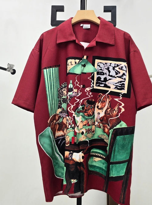 Dogs Playing Poker Vintage Shirt - Red Casino Art Shirt