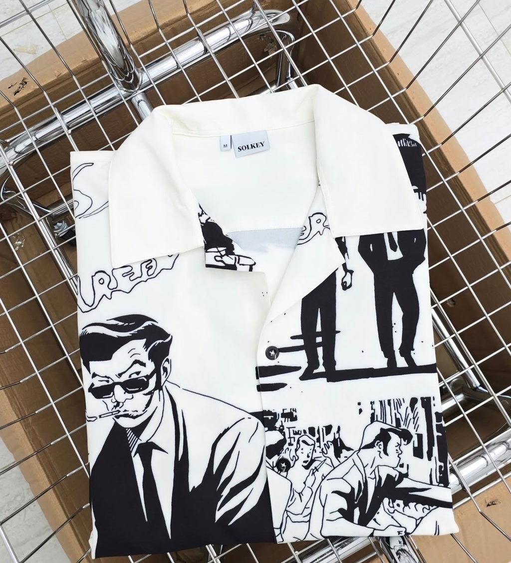 Mafia Comic Vintage Shirt - White & Black Pop Art